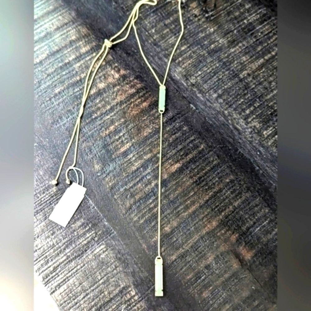 Kendra Scott Lily Y necklace in gold with mint dichroic glass. new with … - Picture 5 of 8